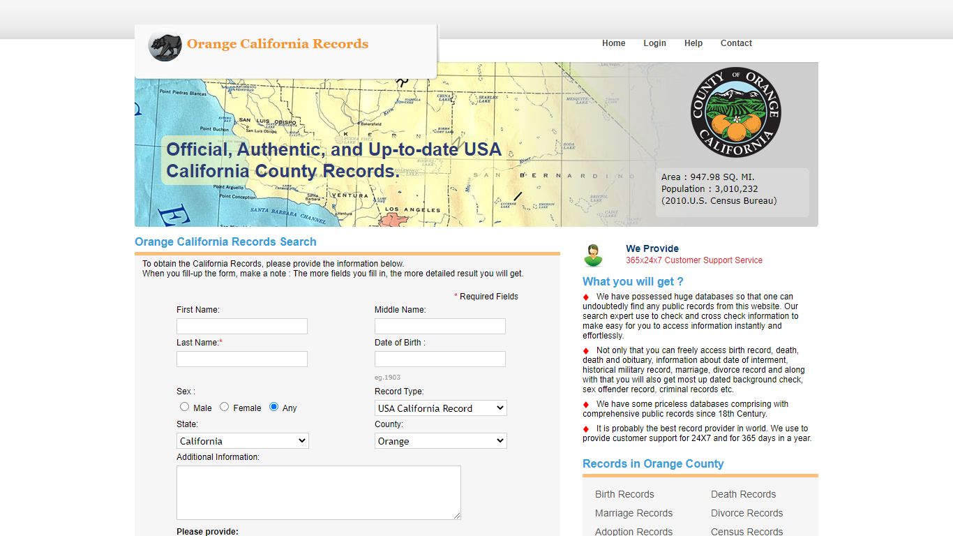 California Orange County Records Search.